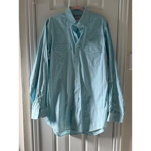 Schaefer Ranchwear Western Button‎ Shirt L-Tall 7080 Made in USA Texas